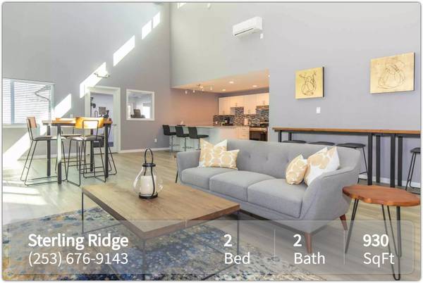 $2,110 / 2br - 930ft2 - Welcome to your new 2 bed, 2 bath! Washer & dryer in unit! (Kent)64031309735427122