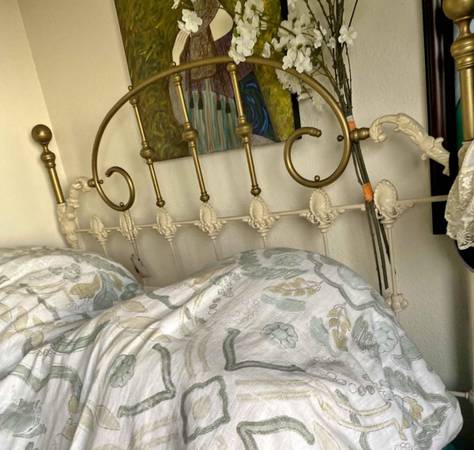 Queen vintage iron headboard 1