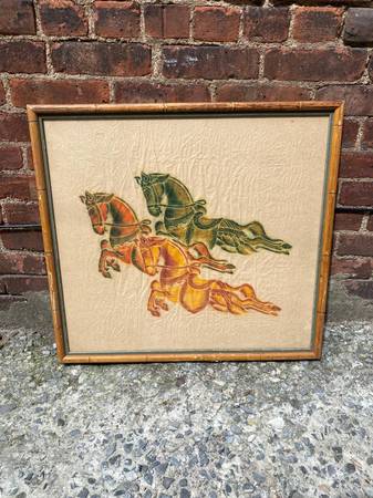 Three Colorful Horses Bamboo Frame - DELIVERY AVAILABLE 1