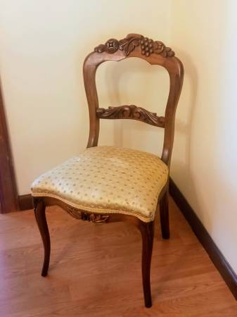 Vintage 1950s solid wood carved chair 1