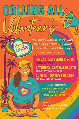 🍊Volunteer at OC Pride Festival & Parade – Costa Mesa – Sept 27 1