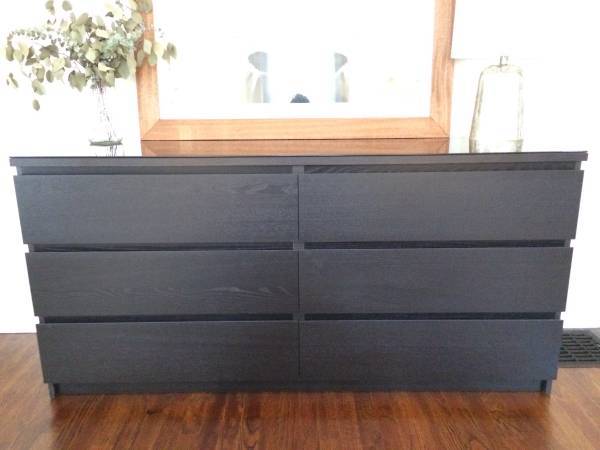 IKEA six drawer dresser espresso woodgrain veneer delivery available 1