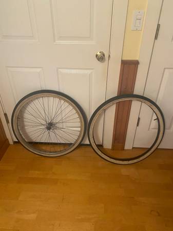 Vintage BF Goodrich Whitewall Tire Set & Schwinn S-7 Front Rim 1