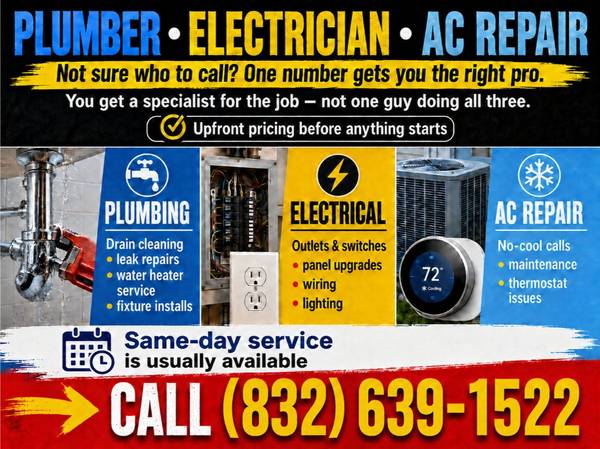 ✅ Plumber • Electrician • AC - HVAC Repair – No Shortcuts, Solid Work 1