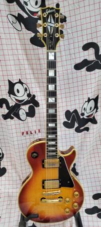 1973 Gibson Les Paul Custom guitar, mahogany neck/ patent sticker pu's 1