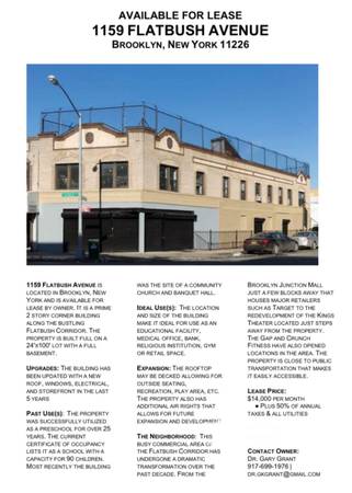 $14,000 / 7200ft2 - Flatbush Avenue Commercial Corner Building For Lease (Brooklyn)63854288208515120
