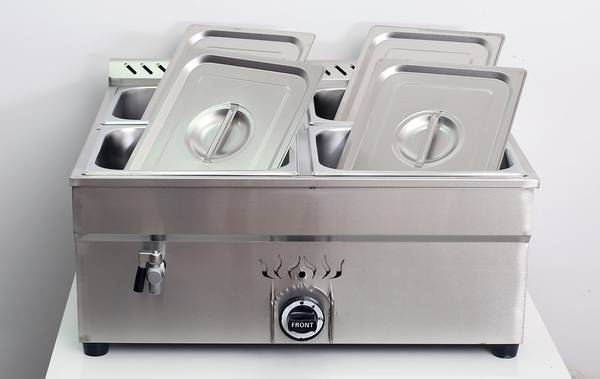 4-pan LP Gas Food Warmer bain-marie with pressure relief valve #190307 1