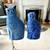 Charming set of Blue speckled spongeware Ceramic Cats 2 thumbnail