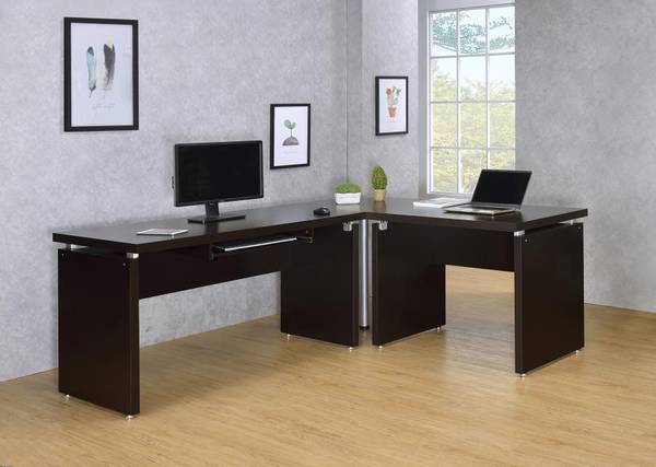 New L-Shaped Office Desk in Dark Cappuccino 1