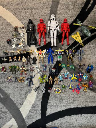 64 Pieces Action Figure Lot - Mixed Power Rangers Bandai,Star Wars, DC 1