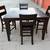 5-piece expandable wood dining table set w/ built-in leaf & 4 leather chairs 13 thumbnail