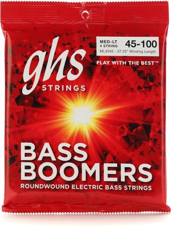 GHS Strings ML3045 Bass Boomers Bass Guitar Strings Set, Medium Light, 1