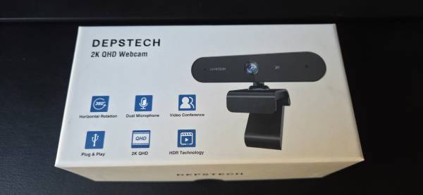 NEW DEPSTECH 2K QHD USB Webcam Microphone Desktop Camera w Auto Light 1
