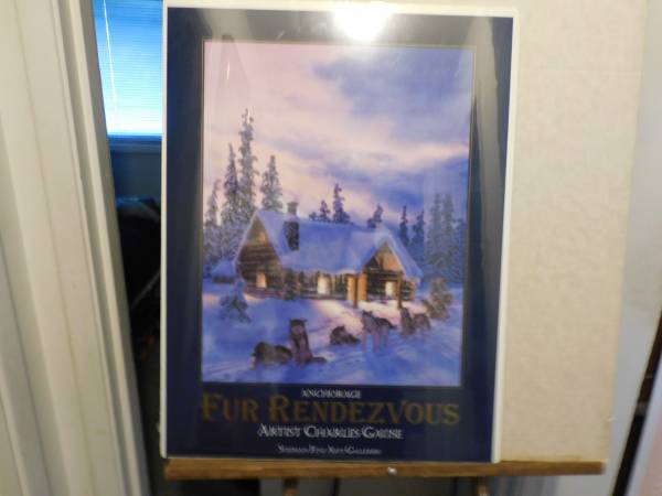 -Fur Rendezvous Print-Cabin, Musher w/ Dog Team 1