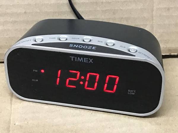 Timex Silver/Black Compact Alarm Clock 1