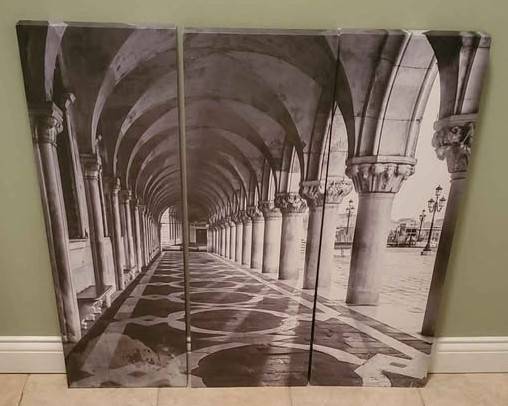 ARCHITECTRAL ART WORK 3 PIECES BLACK/WHITE/GRAY 12"x35" each 1