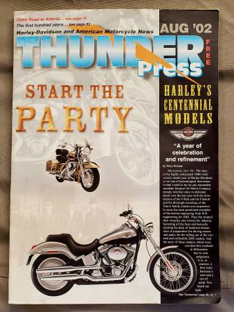 Harley Davidson Motorcycle News Thunder Press Magazine, AUG 2002 1