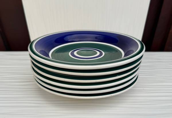Set of 6 Vintage Serving Salad Plates by Gibson Blue Green White - $6 (San Diego-Ocean Beach)63471473055233122