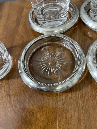 4 Person Lenard Whiskey Glass Set/Coasters With Silver Plated Trim - $25 (Columbia, MO)63471025366913123