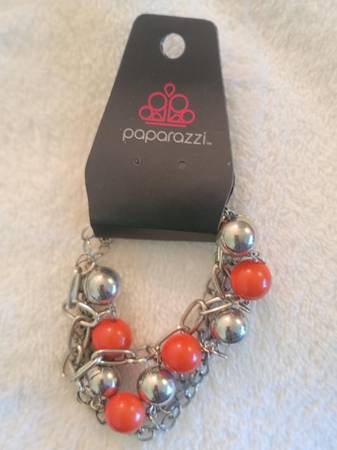 Paparazzi Silver and Orange Bracelet 1