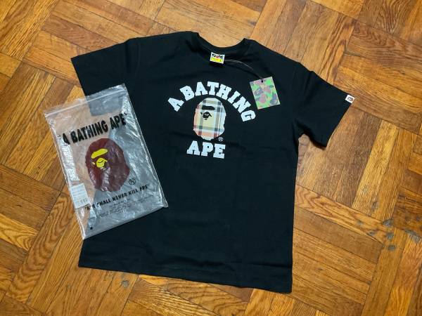 A Bathing Ape (Bape X Burberry) Black Plaid Ape Head Tee - Size Large (‼️DM  1
