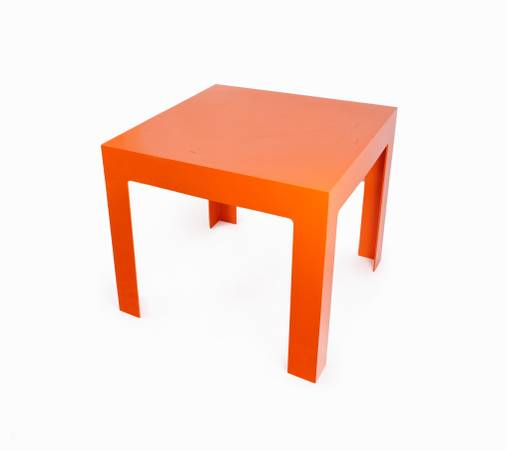 Kartell Style Acrylic Coffee Table Orange Large Parsons Square Vintage 1