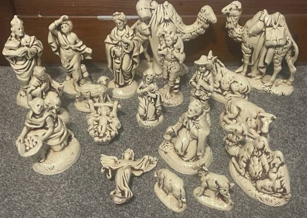 Atlantic Mold Nativity Set Ceramic 19 Piece Vintage Christmas Nativity Scene 1