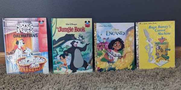 2 Little Golden Books (Encanto & Bugs Bunny) & 2 Walt Disney Books 1