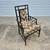1970s Distressed Black Faux Bamboo Arm Chair Flamestitch Ikat 11 thumbnail