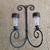 Black Wrought Iron Solar Light Wall Sconce 1 thumbnail