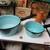 Vintage Enamelware Turquoise 2 Sauce Pans Pots Black Trim 50s or Older 1 thumbnail