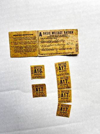 Vintage 1940's  Ww2 Basic Mileage Ration Card 1