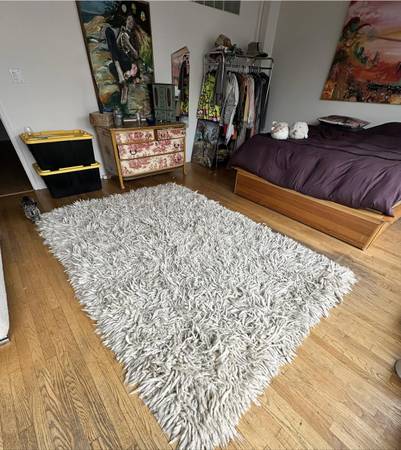 9 x 12 really soft white shag rug needs cleaning 1