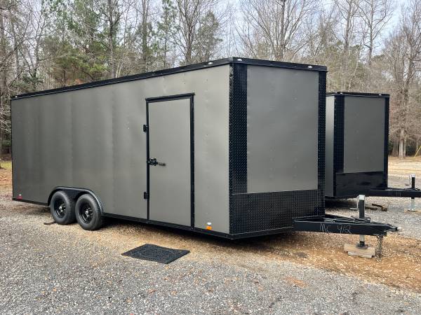 Deluxe 8.5' X 20' Enclosed Cargo Trailer, .080 Charcoal/Black Out Pkg! 1