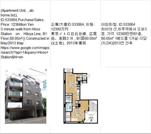 Price:  Yen123,000,000(Apartment Unit,  ab-home.biz),Hiroo Station広尾车站 1
