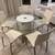 Steel Steel Turntable /Rotating glass, leather dinning table, with 5 1 thumbnail
