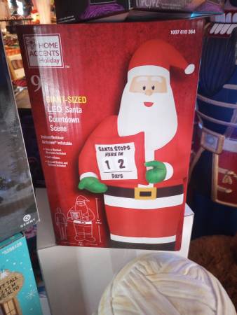 9' Led Santa Inflatable With Countdown Scene 1