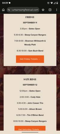 Front Row Tickets Mountain Song 2026 1