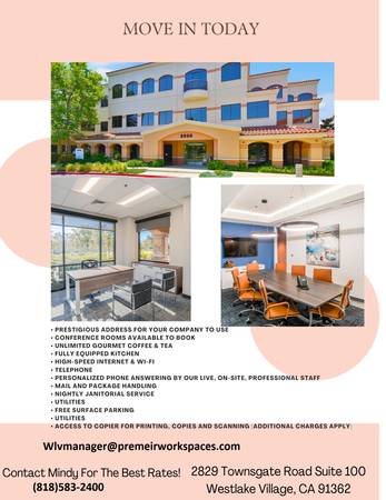 $1,395 Private Window Office-Furnished/Internet/kitchen/24-7 Access (Westlake Village)63800496756609120