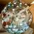 HAND-BLOWN GLASS ORNAMENT-CLEAR WITH GOLD, TURQUOISE, BLACK, AND WHITE 5 thumbnail
