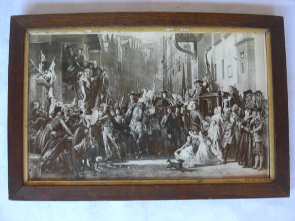 Historic scene of Bonnie Prince Charles in a vintage oak frame 1