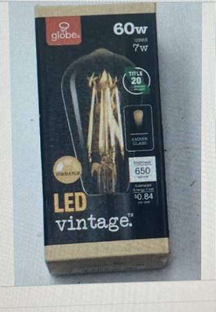 Globe Electric 60W Equivalent 650 Lm Amber Glass 2200K Dimmable LED Vi 1