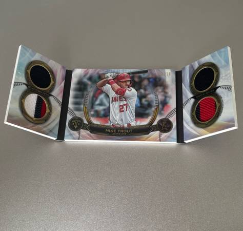 2019 Topps Triple Threads Windows into Greatness Mike Trout Book Card /10 Angels 1
