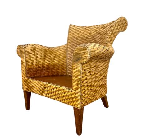 Pier 1 Wicker Chair Arm Rolled Back Rattan Bamboo 1