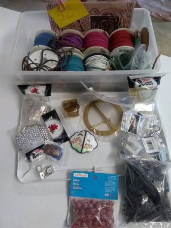 Leather suede laces , belt buckles, beads 1