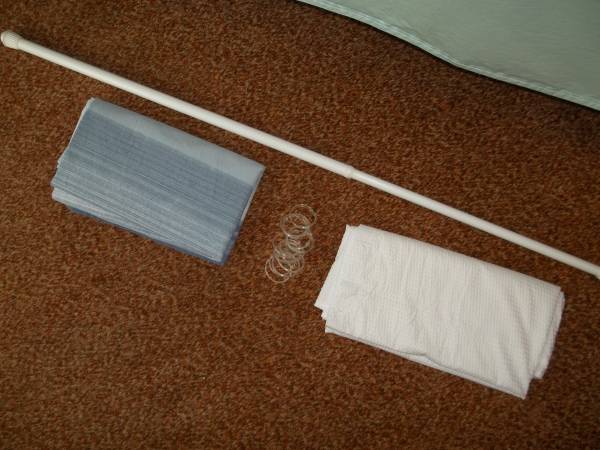 SHOWER CURTAIN, LINER & ROD 1