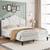 Full Size Platform Bed Frame with Velvet Adjustable Tiara Curved Headboard and H 2 thumbnail
