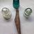 Wooden Threaded Peg & Post Mount With 3 -Vintage Glass Insulator 2 thumbnail