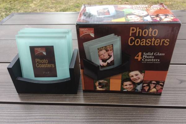 Glass Photo Coasters - set of 4 (new in box) 1