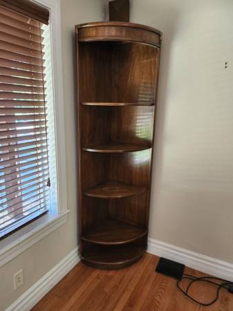 Tall Solid Wood Drexel Corner Bookcase 1
